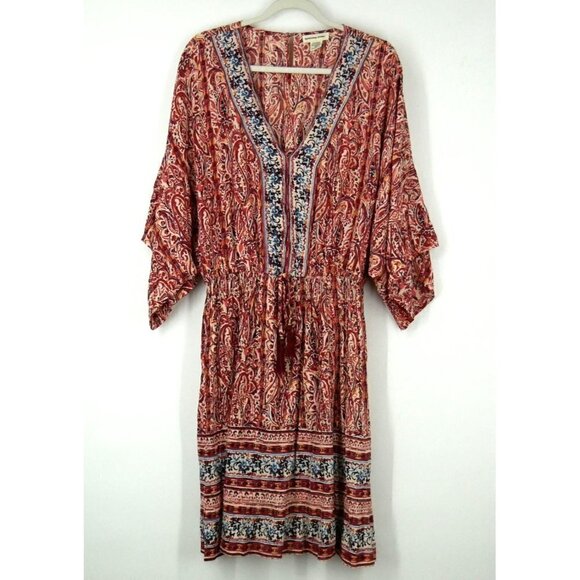 NWT Romantic Gypsy Belted Short Sleeve Paisley Dress XL - Picture 1 of 3